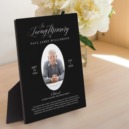 Loving Memory Black Photo Memorial Keepsake Plaque