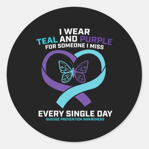 Loving Memory Butterfly Dad Suicide Prevention Awa Classic Round Sticker
