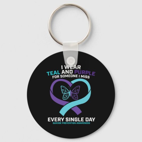 Loving Memory Butterfly Dad Suicide Prevention Awa Keychain