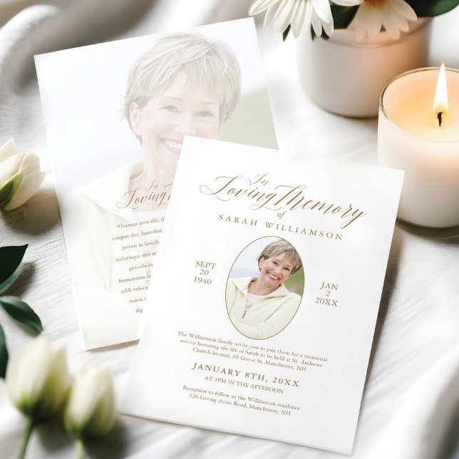 Loving Memory Calligraphy Photo Memorial Service Invitation (Loving Memory Calligraphy Photo Memorial Service Invitation)