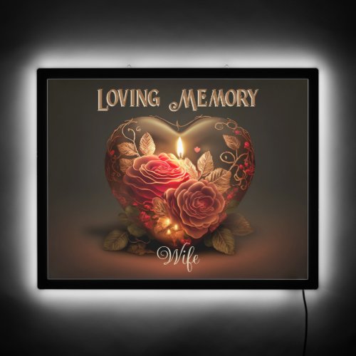 Loving Memory Candle Heart 2 LED Sign