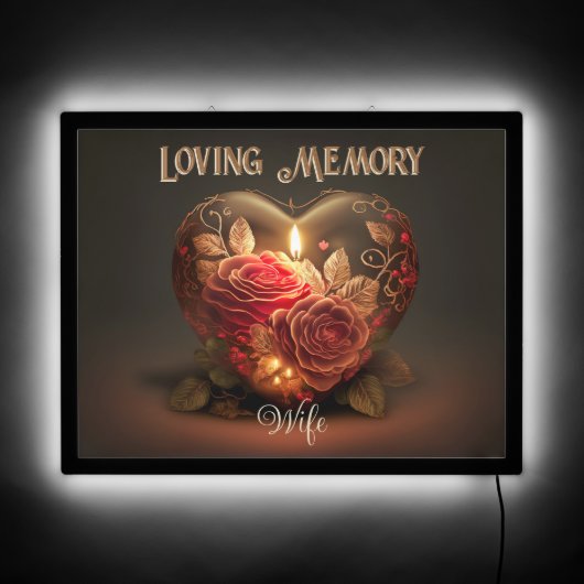 Loving Memory Candle Heart 2 LED Sign (Front)