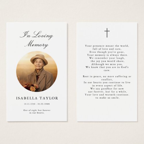 Loving Memory Catholic Funeral Photo Prayer Card