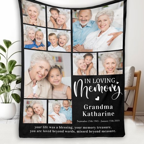 Loving Memory Custom 10 Pictures Sympathy Memorial Fleece Blanket