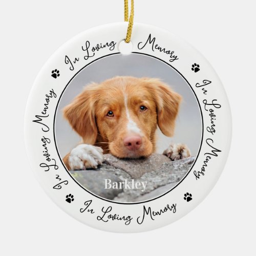 Loving Memory Custom Pet Photo 2 Dog Memorial Ceramic Ornament