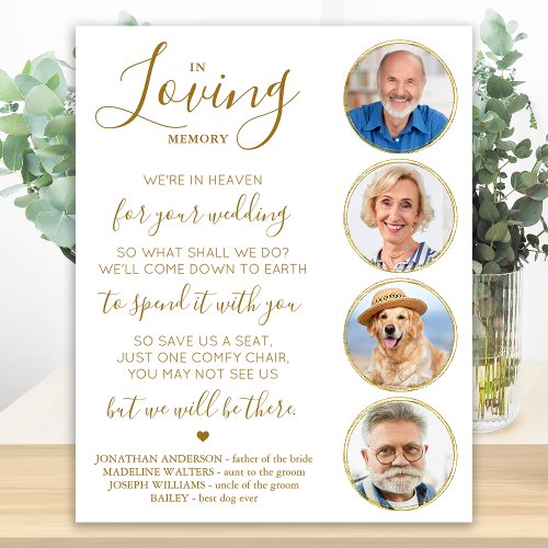 Loving Memory Elegant Gold Photo Wedding Memorial  Poster