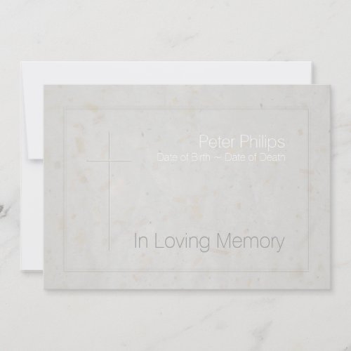 Loving Memory Embossed Cross 1 Funeral Invitation