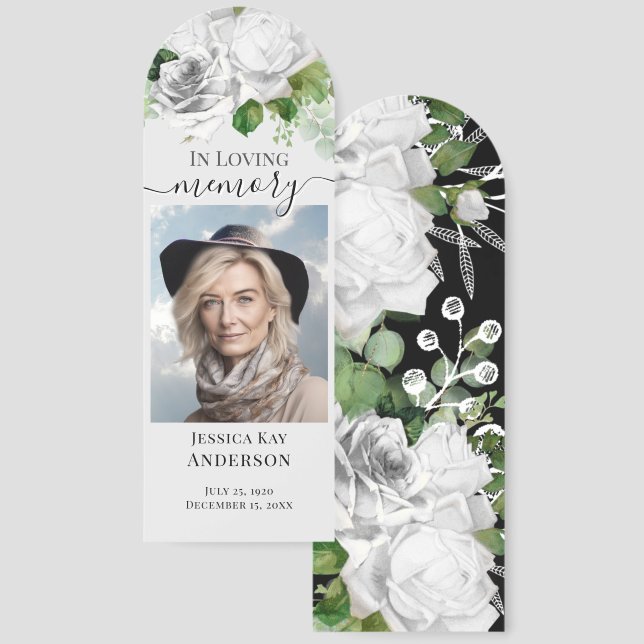 Loving Memory Floral Photo Memorial Bookmarks (Front & Back)