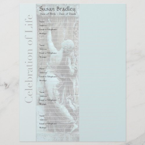 Loving Memory Funerary Art Guest Book Filler Page