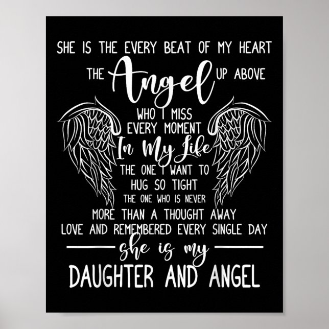 Loving Memory Funny Quote Miss My Daughter In Heav Poster (Front)