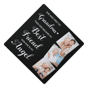 Loving Memory Grandma Personalize 3 Photo Memorial Graduation Cap Topper