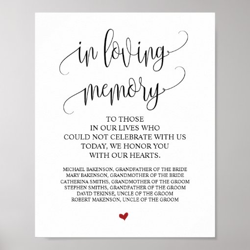 Loving Memory In Our Heart Memorial Sign | Zazzle