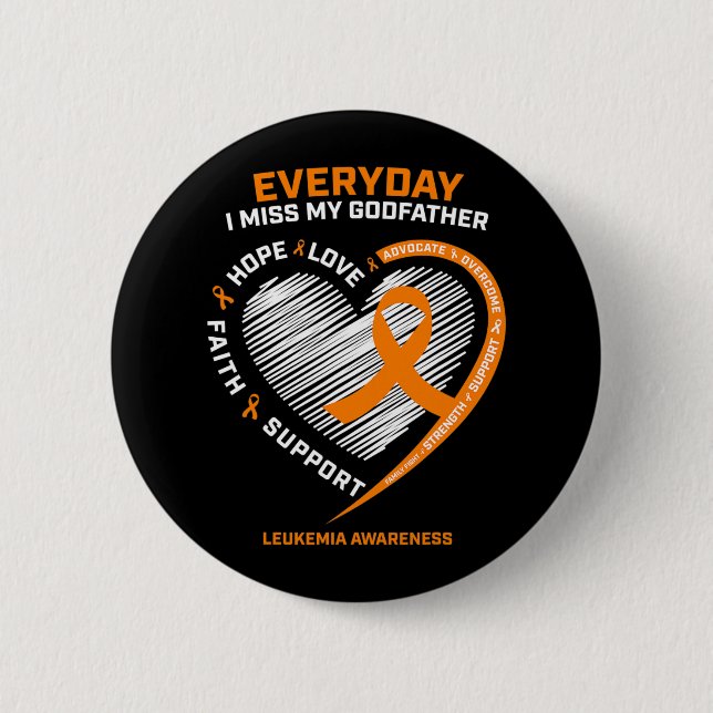 Loving Memory In Remembrance Of Godfather Leukemia Button (Front)