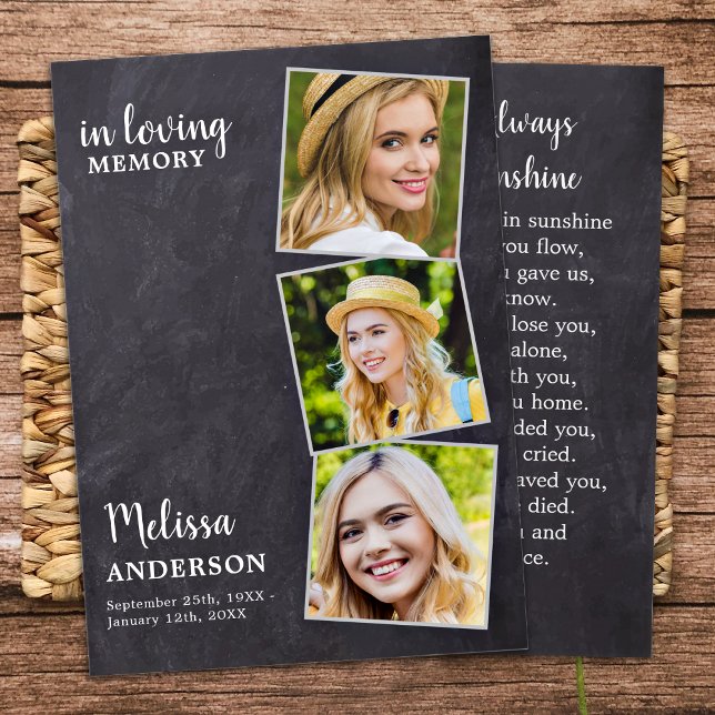 Loving Memory Memorial Funeral Prayer Card 3 Photo (Creator Uploaded)