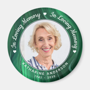 Loving Memory Memorial Green Marble Photo Funeral Magnet