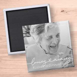 Loving Memory Modern Elegant Heart Photo Memorial Magnet