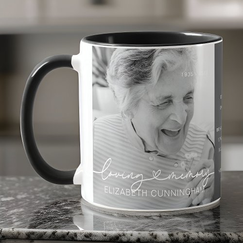 Loving Memory Modern Elegant Heart Photo Memorial Mug