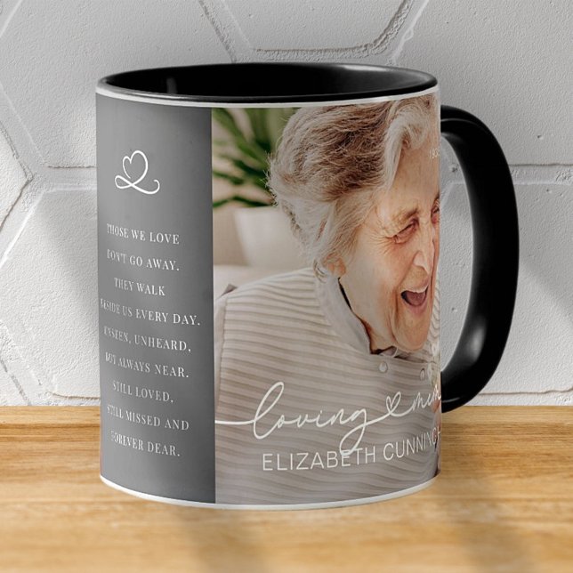 Loving Memory Modern Elegant Heart Photo Memorial Mug (Creator Uploaded)