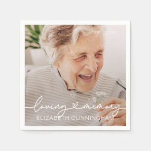 Loving Memory Modern Elegant Heart Photo Memorial Napkins