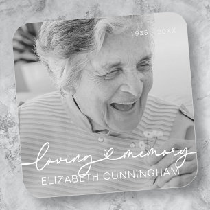 Loving Memory Modern Elegant Heart Photo Memorial Square Sticker