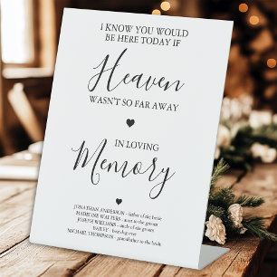 Loving Memory Modern Heaven Poem Wedding Memorial  Pedestal Sign