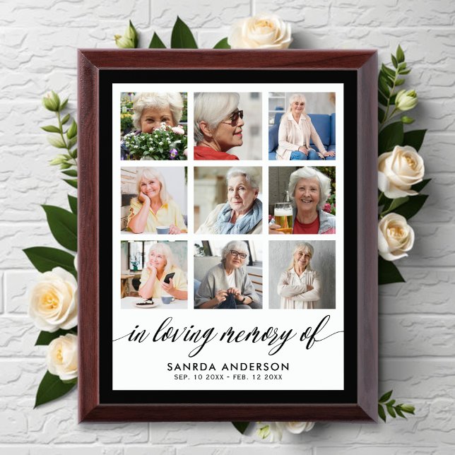 Loving Memory Modern Memorial Photo Collage Award Plaque (Creator Uploaded)