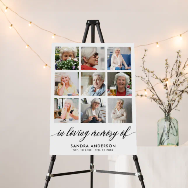 Loving Memory Modern Memorial Photo Collage Foam Board | Zazzle