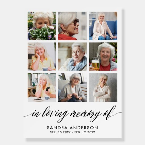 Loving Memory Modern Memorial Photo Collage Foam Board | Zazzle
