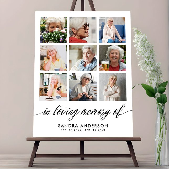 Loving Memory Modern Memorial Photo Collage Foam Board (Creator Uploaded)