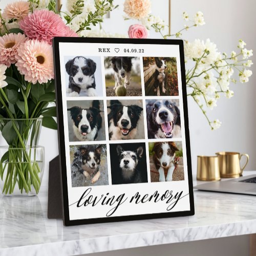 Loving Memory Modern Pet Memorial Photo Collage Plaque