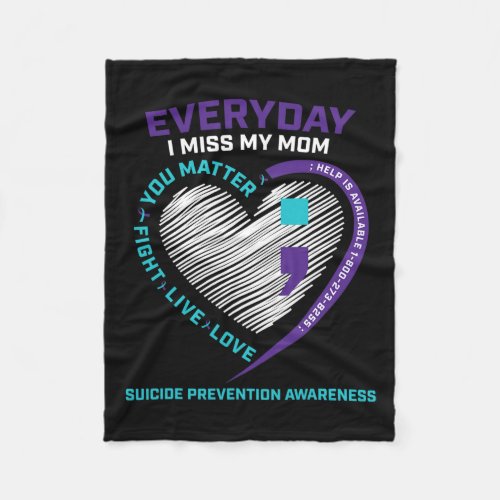 Loving Memory Mom Suicide Awareness Prevention  Fleece Blanket