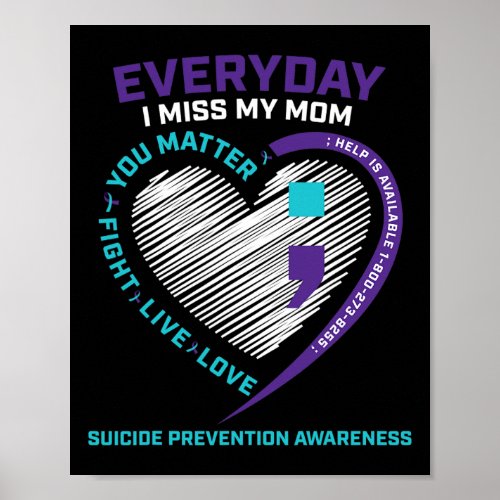 Loving Memory Mom Suicide Awareness Prevention  Poster