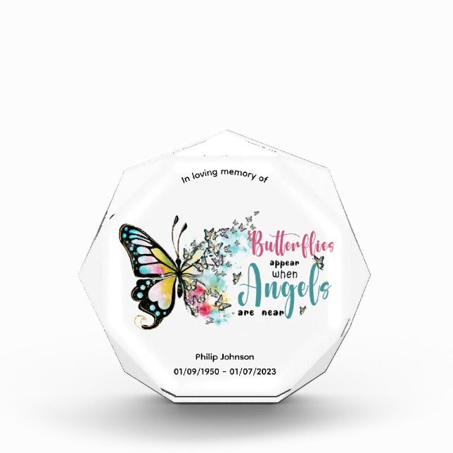Loving memory of a loved one Butterfly. Editable  Acrylic Award (Front)