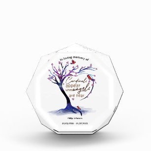 Loving memory of a loved one Cardinals. Editable  Acrylic Award