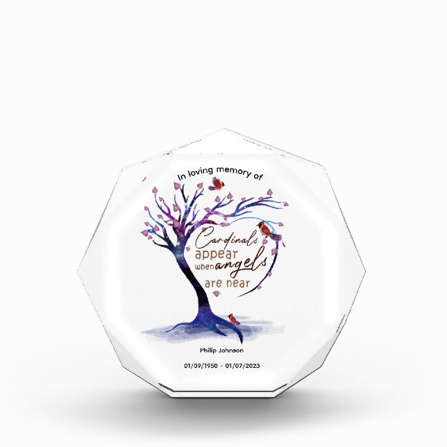 Loving memory of a loved one Cardinals. Editable  Acrylic Award (Front)