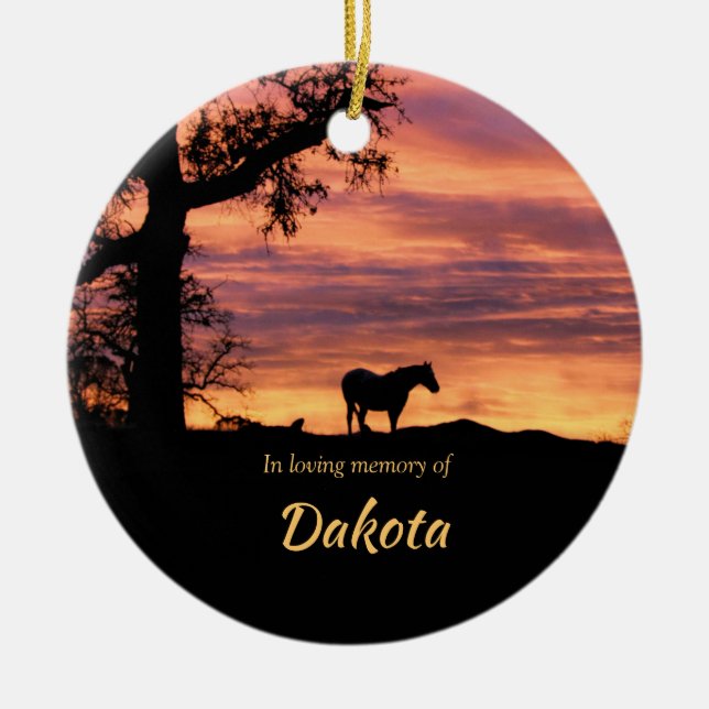 Loving Memory of Horse and Spiritual Poem Memorial Ceramic Ornament (Front)
