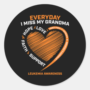 Loving Memory Of My Grandma Leukemia Awareness Classic Round Sticker
