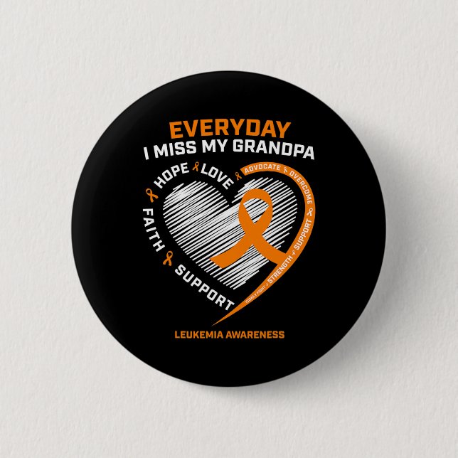 Loving Memory Of My Grandpa Remembrance Leukemia A Button (Front)