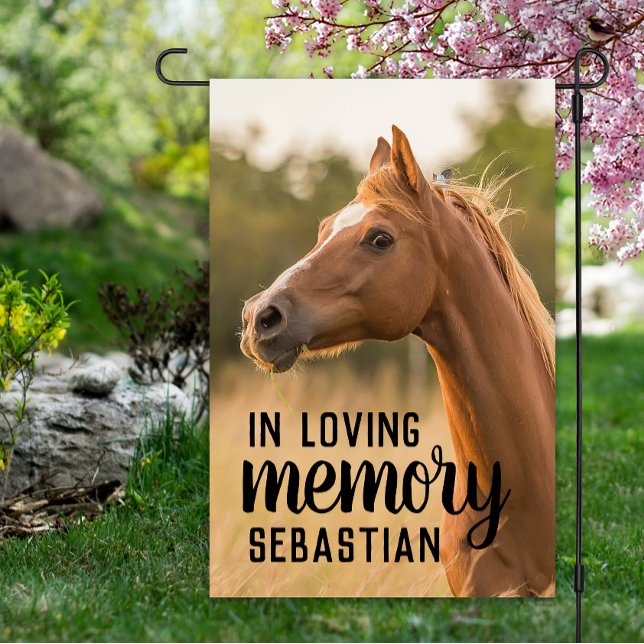 Loving Memory Personalize Pet Memorial Horse Photo Garden Flag (Creator Uploaded)
