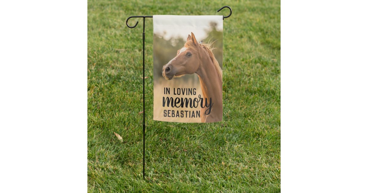 Loving Memory Personalize Pet Memorial Horse Photo Garden Flag | Zazzle.com