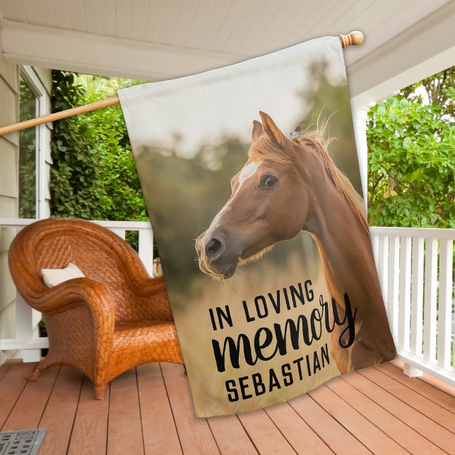 Loving Memory Personalize Pet Memorial Horse Photo House Flag (Creator Uploaded)