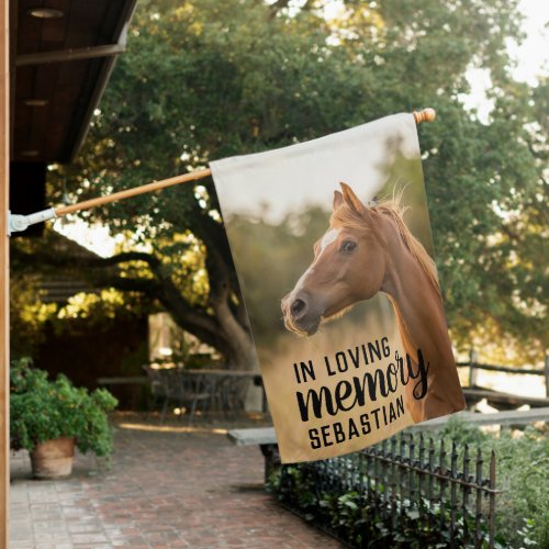 Loving Memory Personalize Pet Memorial Horse Photo House Flag