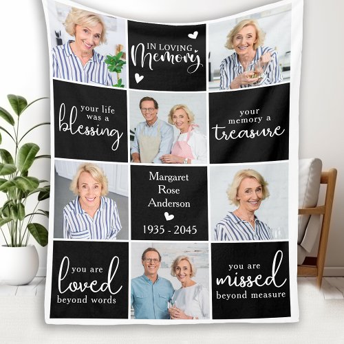 Loving Memory Personalized 6 Multi Photo Memorial Fleece Blanket