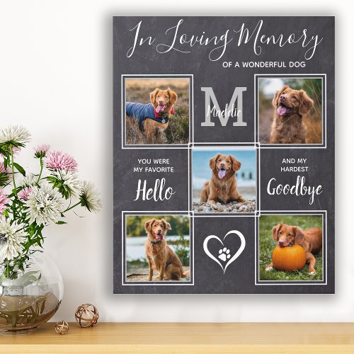 Loving Memory Personalized Dog Pet Photo Memorial Faux Canvas Print