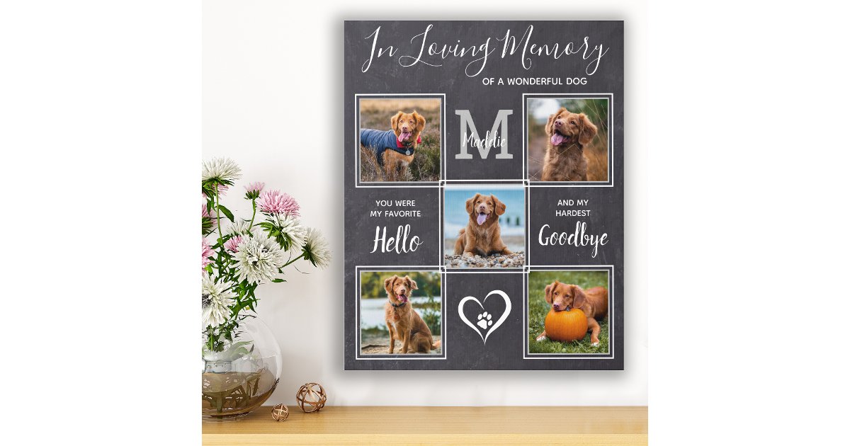Loving Memory Personalized Dog Pet Photo Memorial Faux Canvas Print ...