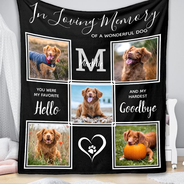 Loving Memory Personalized Pet Memorial 5 Photo Fleece Blanket (Creator Uploaded)