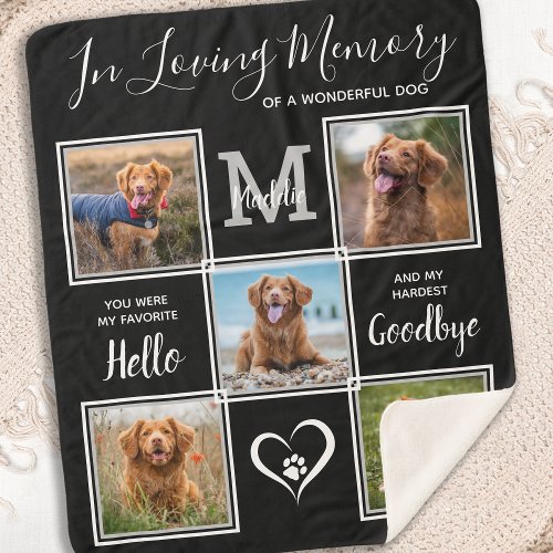 Loving Memory Personalized Pet Memorial 5 Photo Sherpa Blanket
