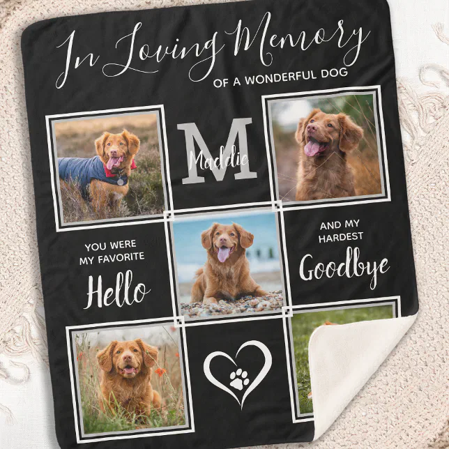 Loving Memory Personalized Pet Memorial 5 Photo Sherpa Blanket | Zazzle