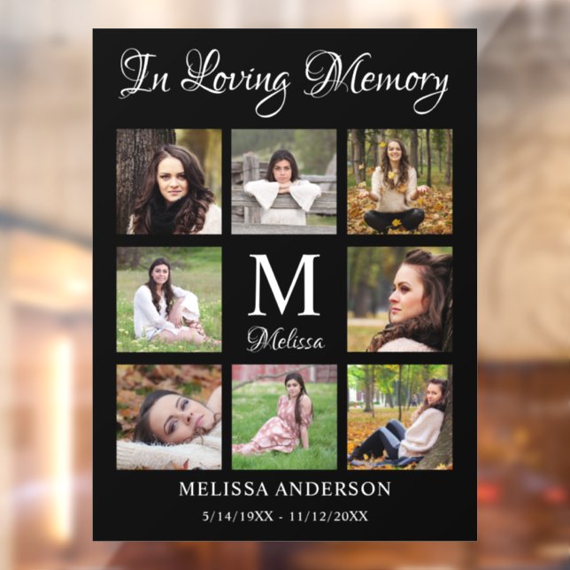 Loving Memory Personalized Photo Collage Memorial Window Cling (Sheet 2)