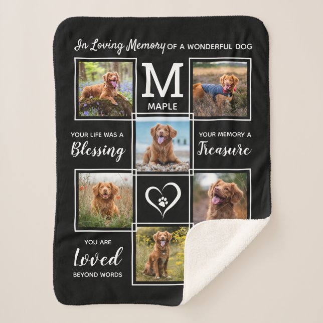 Loving Memory Personalized Photo Pet Memorial She Sherpa Blanket (Front)